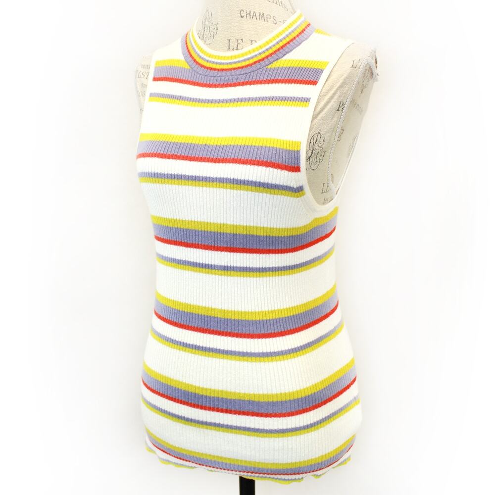 Anthropologie Moth Y2K linen blend mod ribbed tank blouse shirt Medium